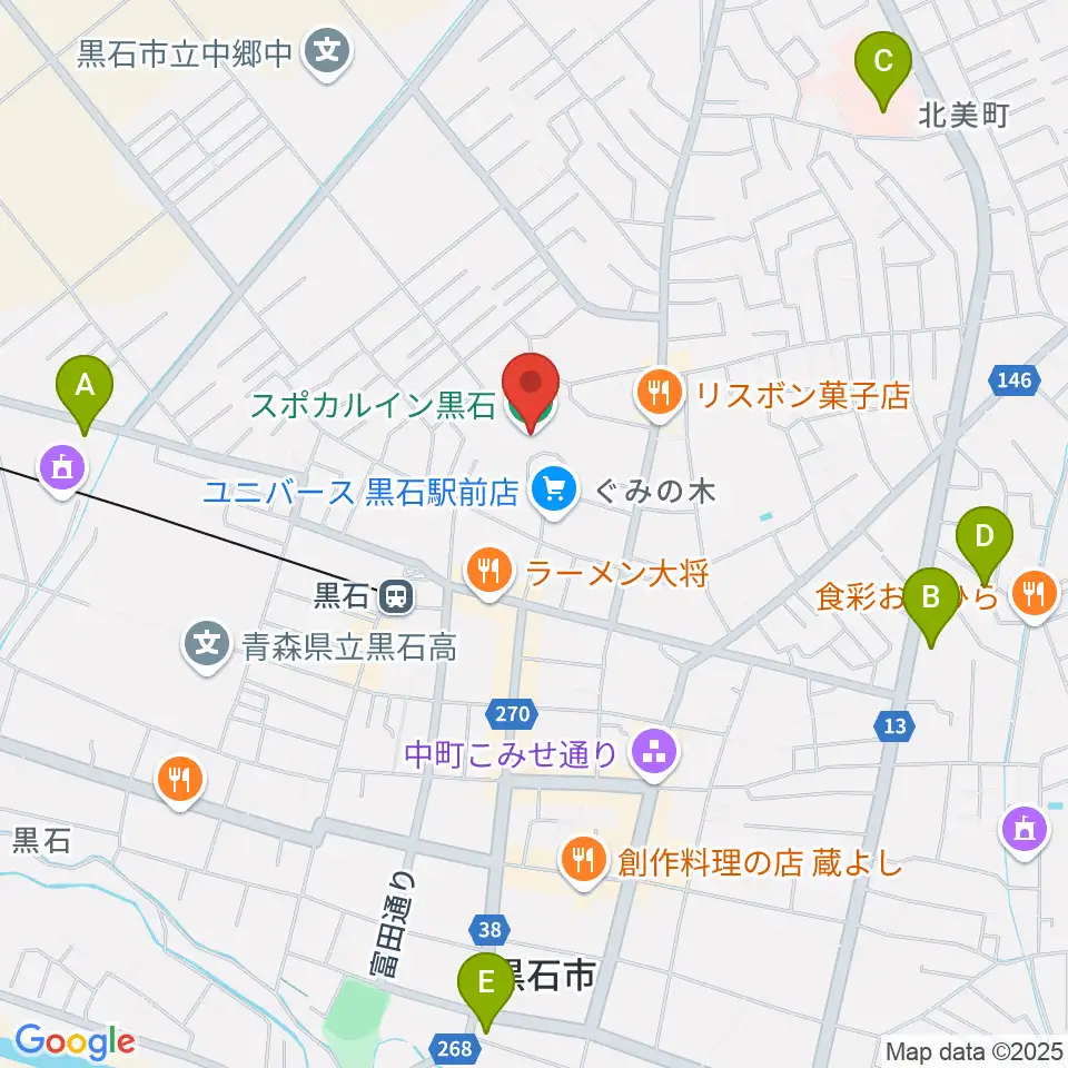 スポカルイン黒石周辺のコンビニエンスストア一覧地図
