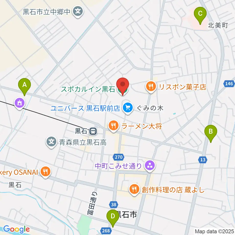 スポカルイン黒石周辺のコンビニエンスストア一覧地図