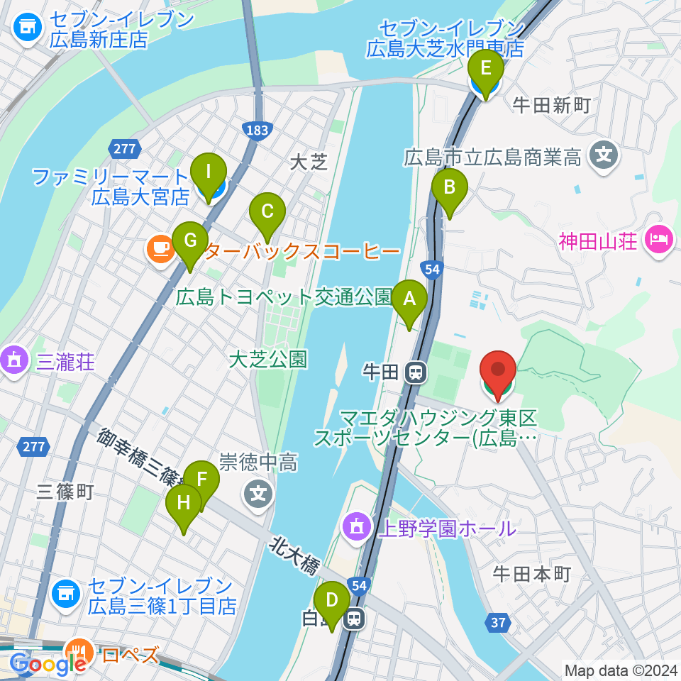 マエダハウジング東区スポーツセンター周辺のコンビニエンスストア一覧地図