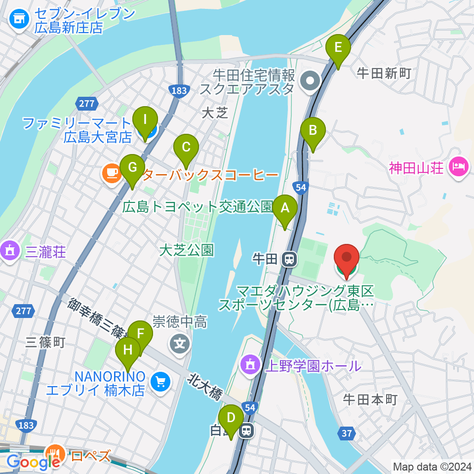 マエダハウジング東区スポーツセンター周辺のコンビニエンスストア一覧地図