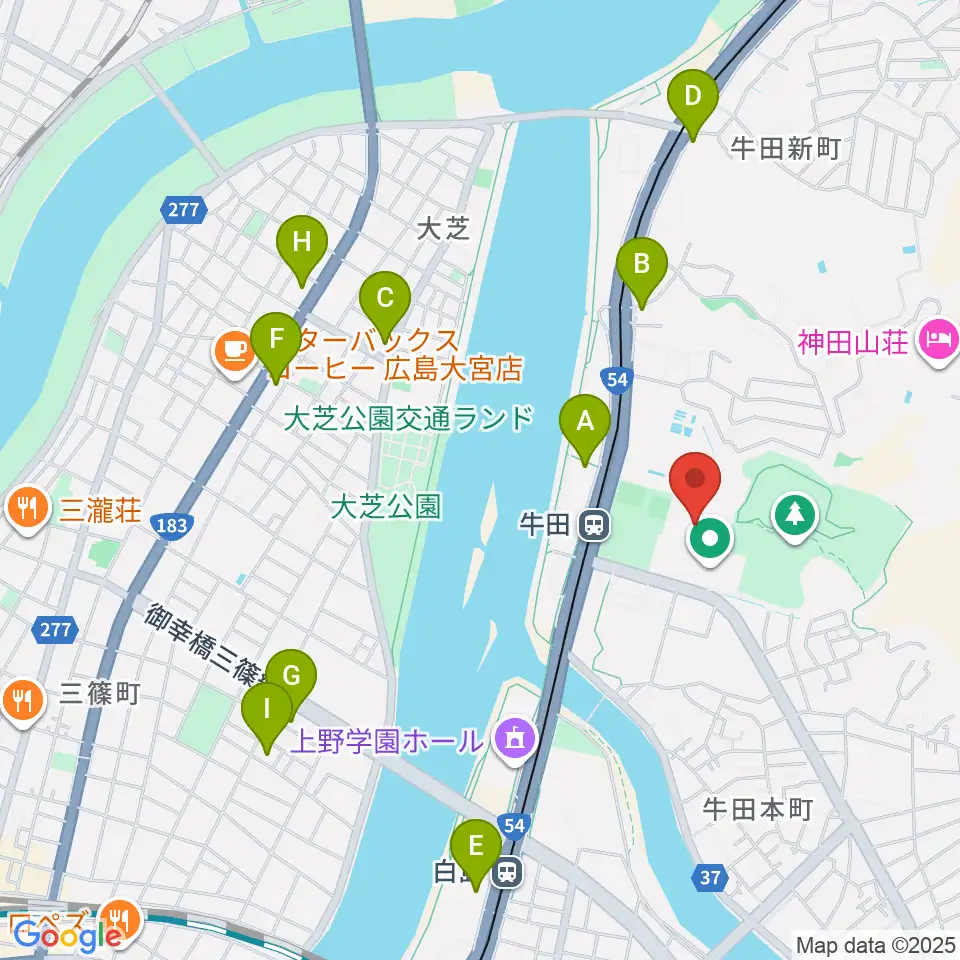 ひろしんビッグウェーブ周辺のコンビニエンスストア一覧地図