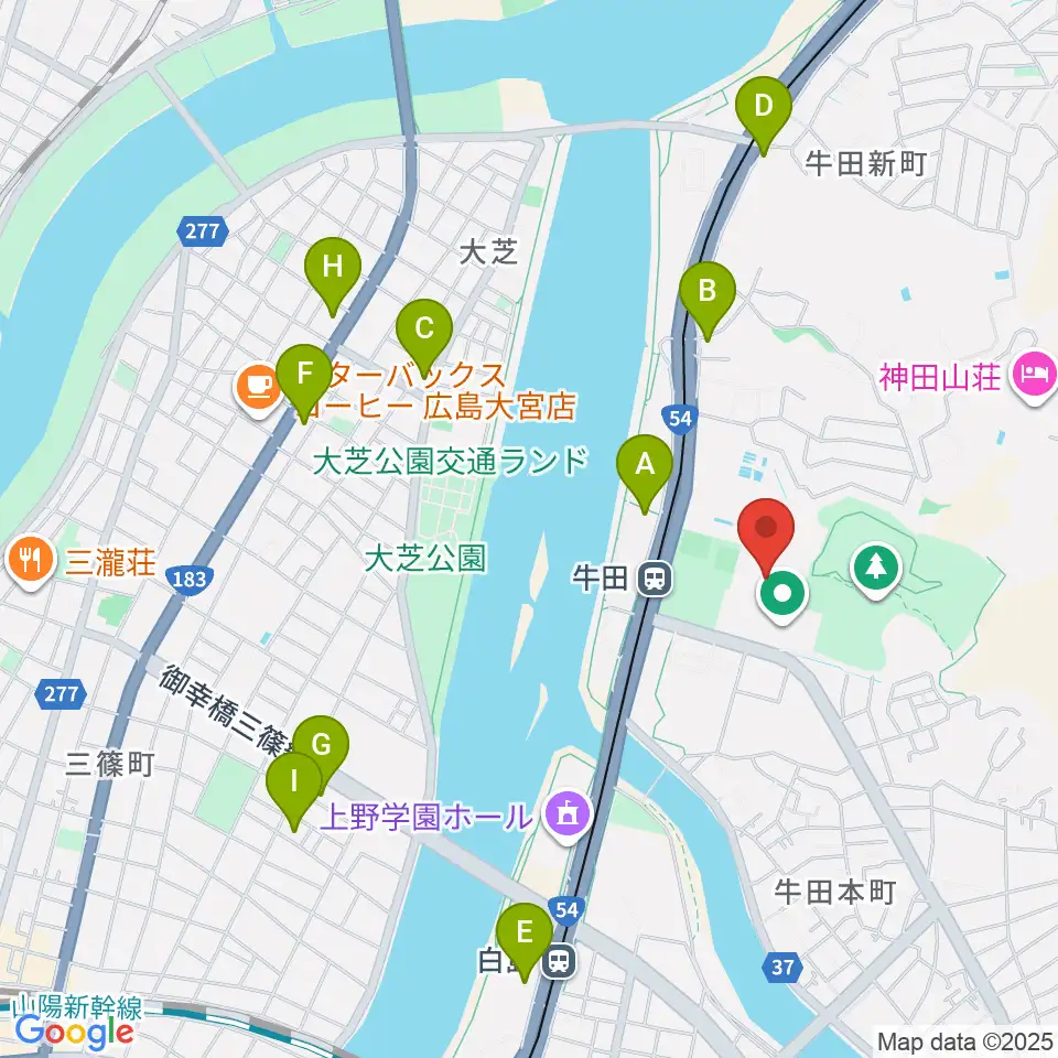 ひろしんビッグウェーブ周辺のコンビニエンスストア一覧地図