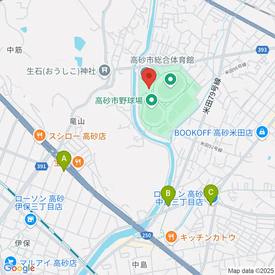 高砂市総合体育館周辺のコンビニエンスストア一覧地図
