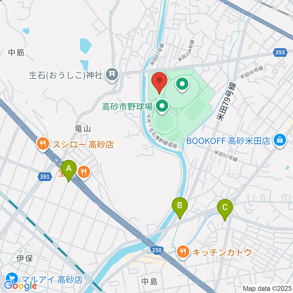 高砂市総合体育館周辺のコンビニエンスストア一覧地図