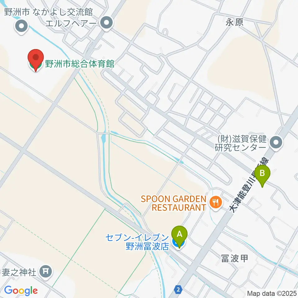 野洲市総合体育館周辺のコンビニエンスストア一覧地図