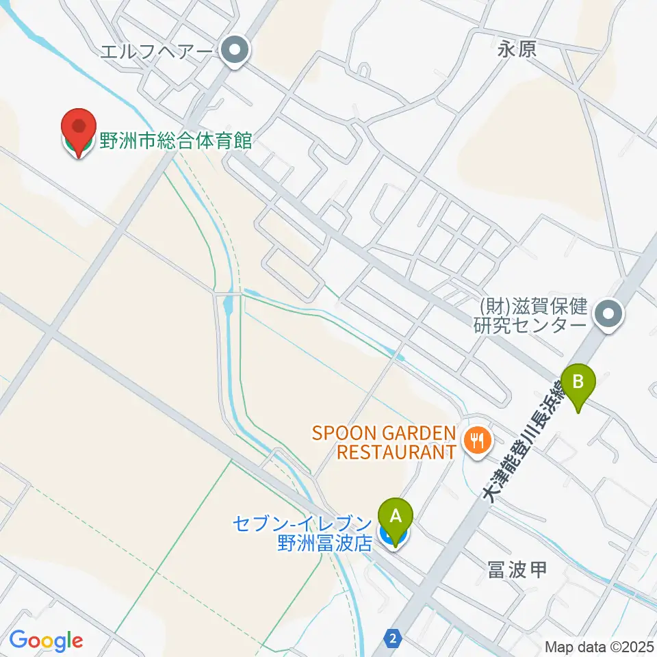 野洲市総合体育館周辺のコンビニエンスストア一覧地図