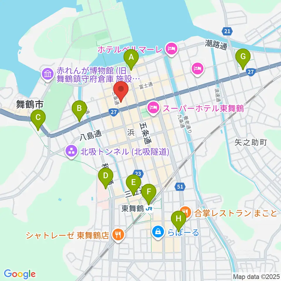 舞鶴八千代館周辺のコンビニエンスストア一覧地図