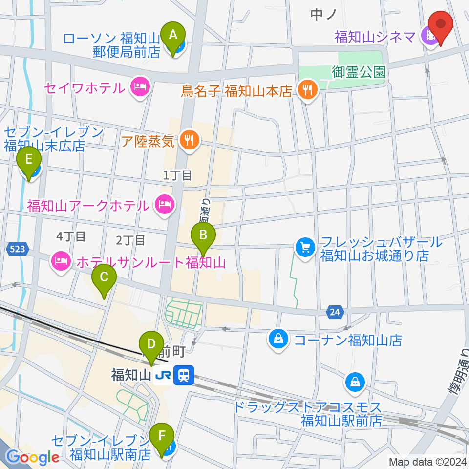 福知山まちのば周辺のコンビニエンスストア一覧地図