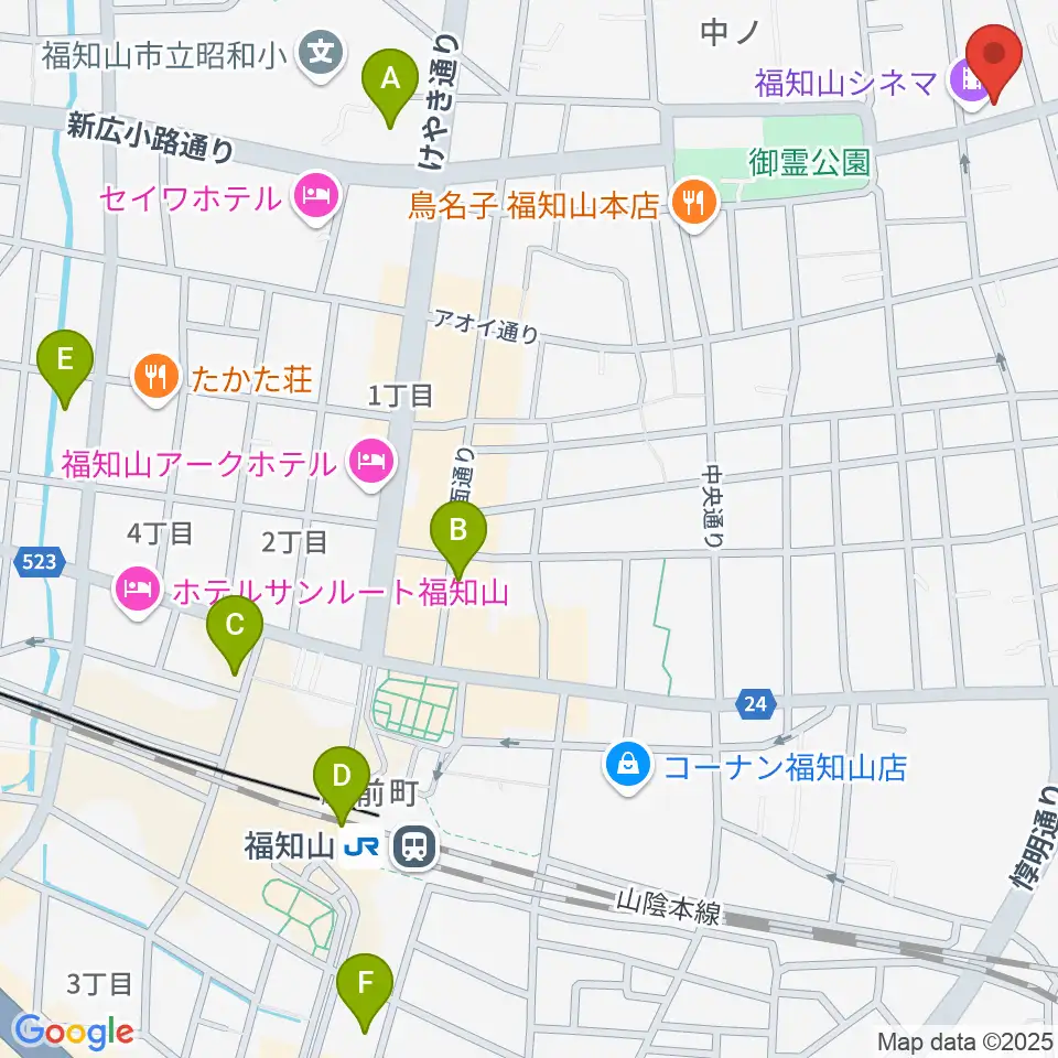 福知山まちのば周辺のコンビニエンスストア一覧地図
