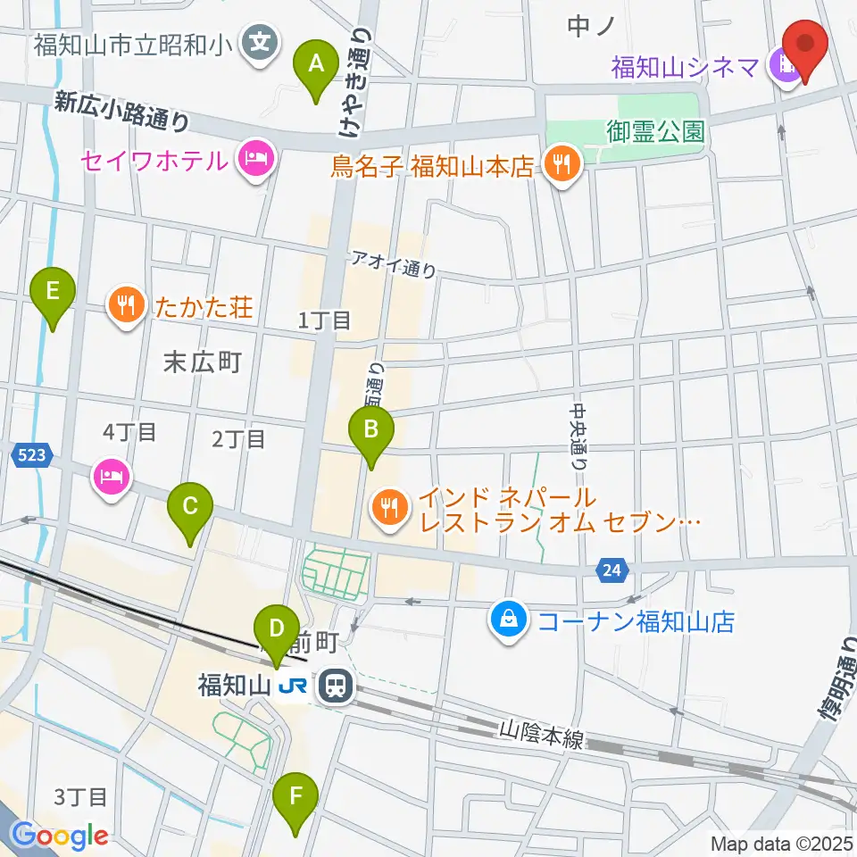 福知山まちのば周辺のコンビニエンスストア一覧地図