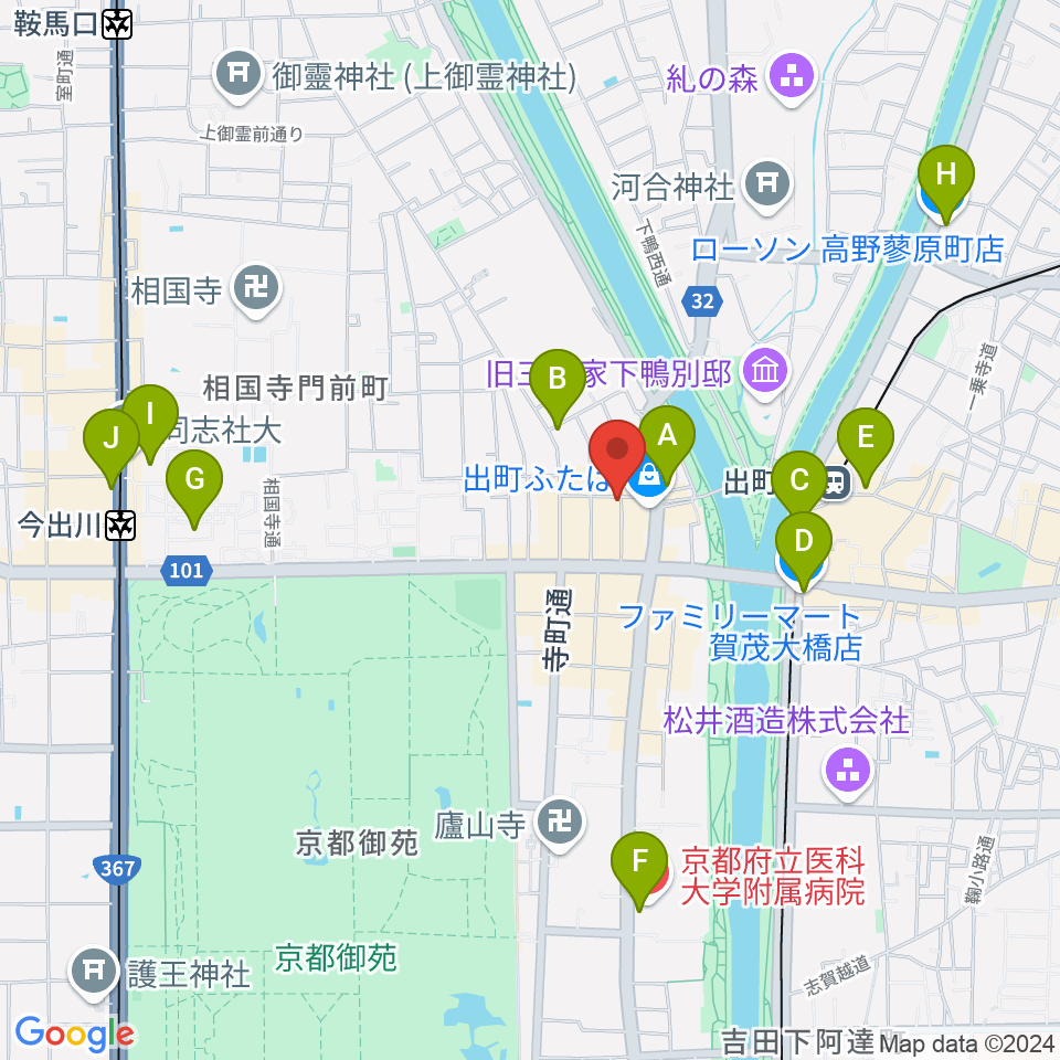 出町座周辺のコンビニエンスストア一覧地図