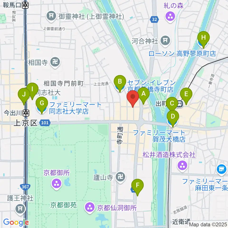 出町座周辺のコンビニエンスストア一覧地図