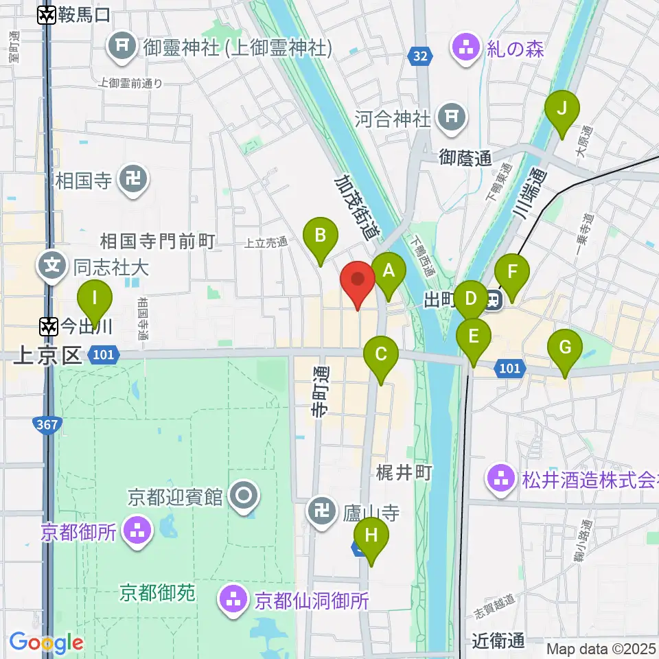 出町座周辺のコンビニエンスストア一覧地図