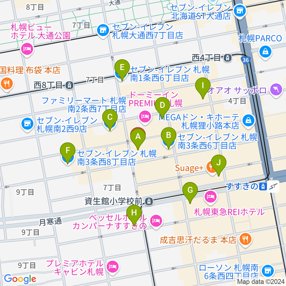 シアターキノ周辺のコンビニエンスストア一覧地図