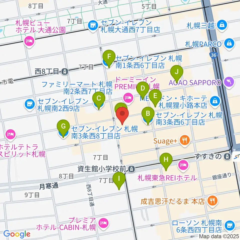 シアターキノ周辺のコンビニエンスストア一覧地図