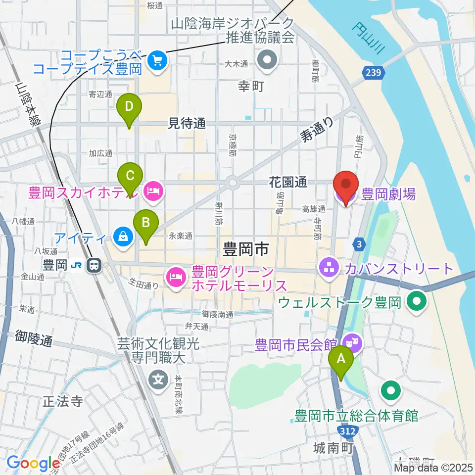 豊岡劇場周辺のコンビニエンスストア一覧地図