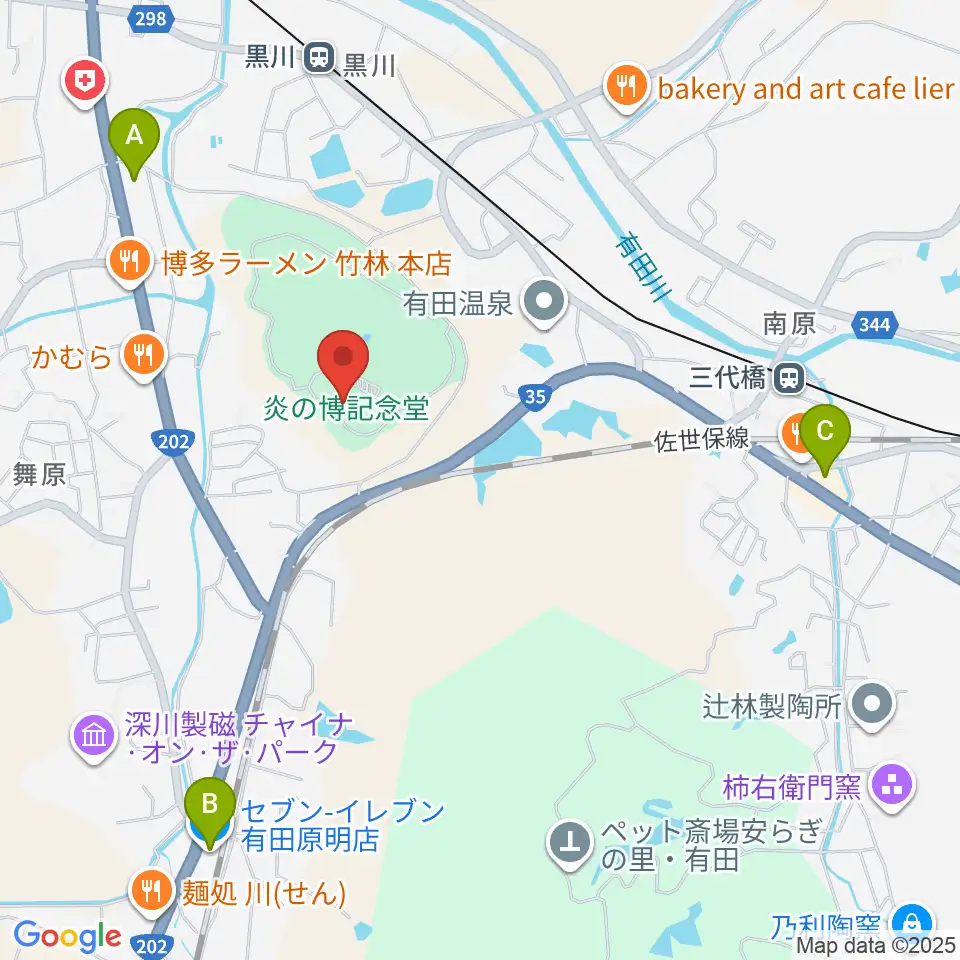 炎の博記念堂周辺のコンビニエンスストア一覧地図