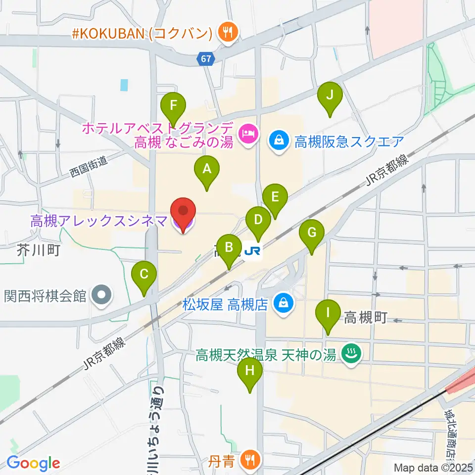 高槻アレックスシネマ周辺のコンビニエンスストア一覧地図