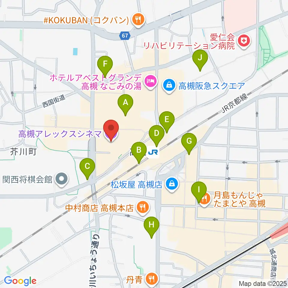 高槻アレックスシネマ周辺のコンビニエンスストア一覧地図