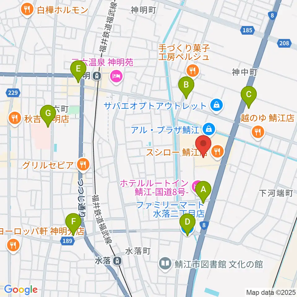 鯖江アレックスシネマ周辺のコンビニエンスストア一覧地図