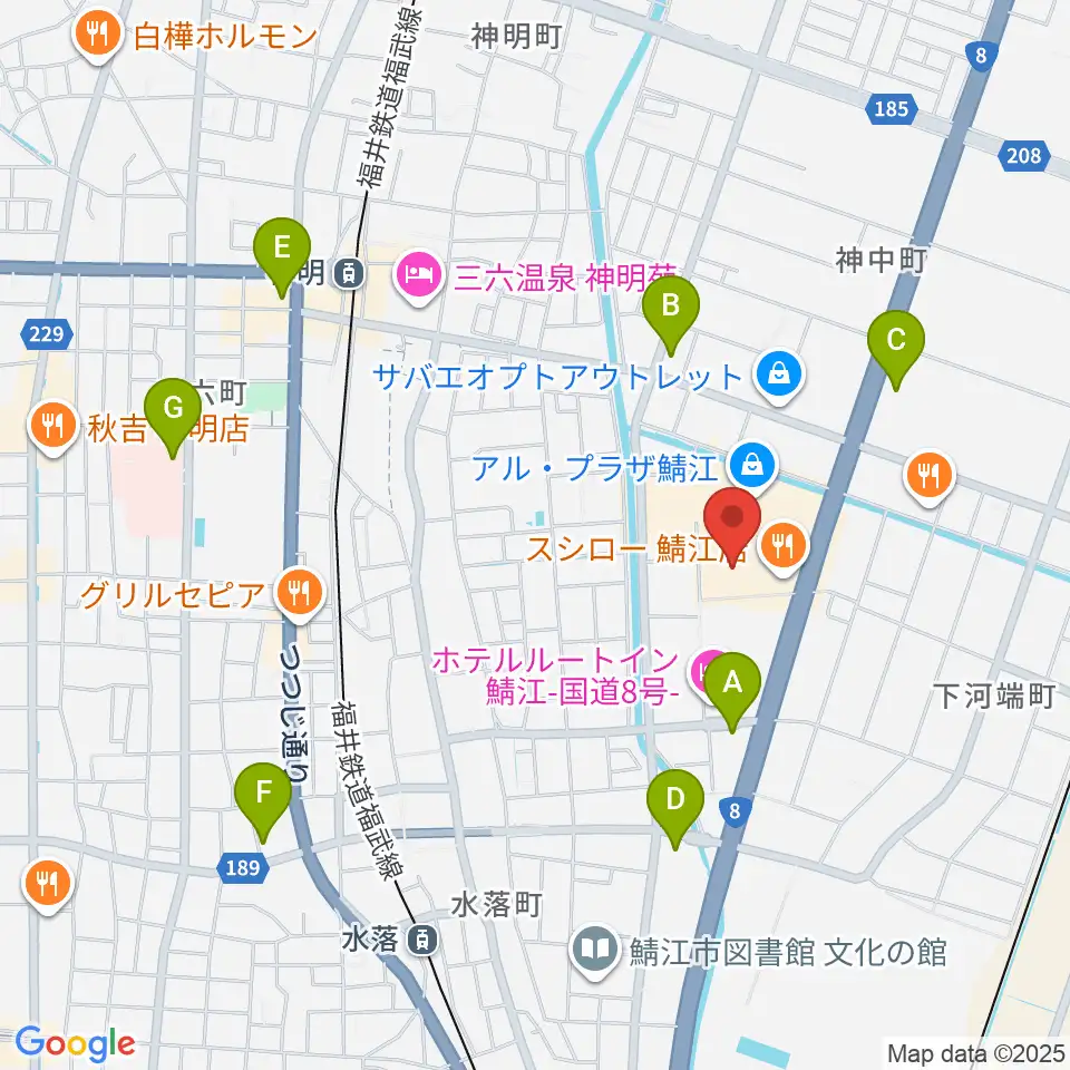 鯖江アレックスシネマ周辺のコンビニエンスストア一覧地図