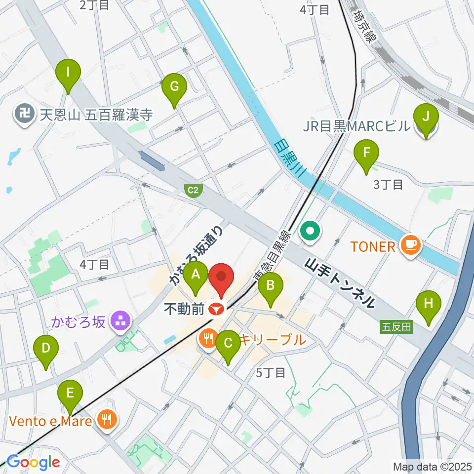 ピアノスタジオノア 目黒不動前店周辺のコンビニエンスストア一覧地図