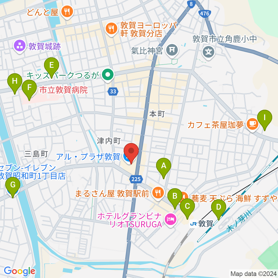 敦賀アレックスシネマ周辺のコンビニエンスストア一覧地図