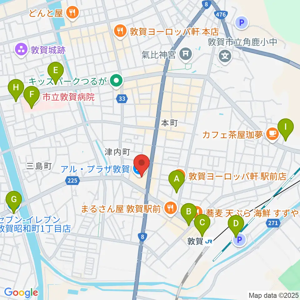 敦賀アレックスシネマ周辺のコンビニエンスストア一覧地図