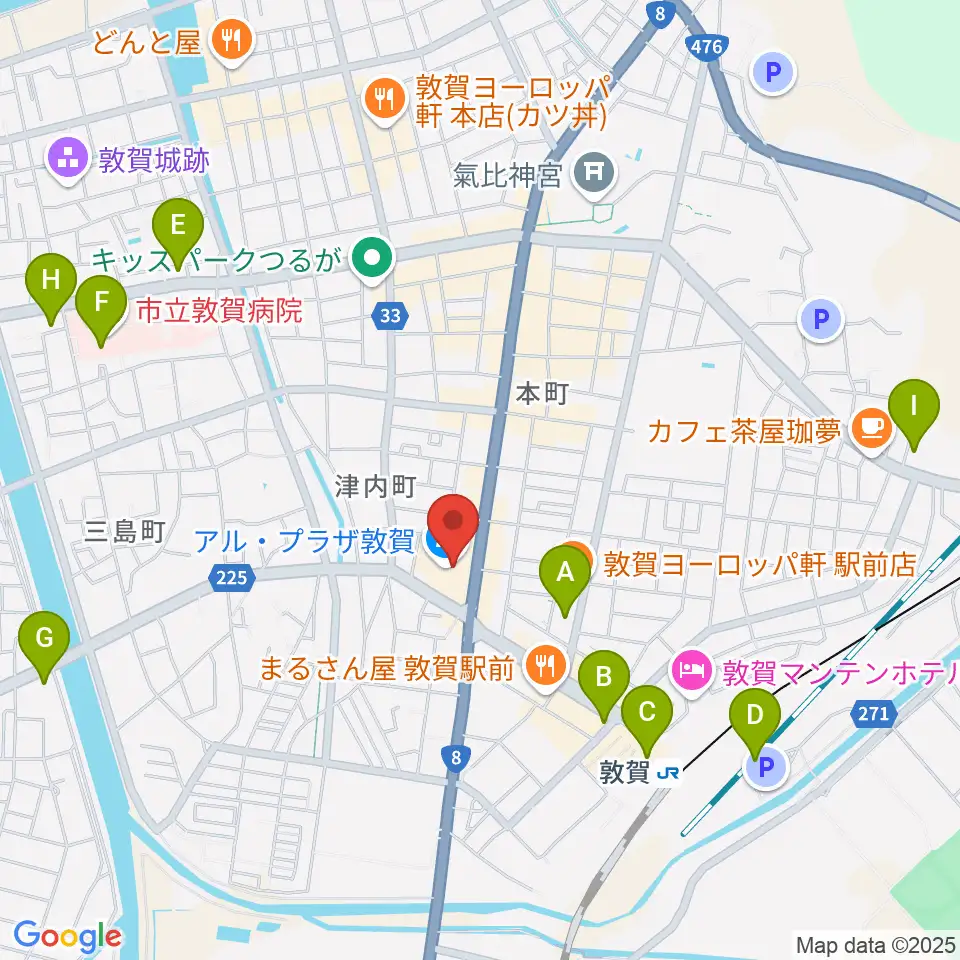 敦賀アレックスシネマ周辺のコンビニエンスストア一覧地図