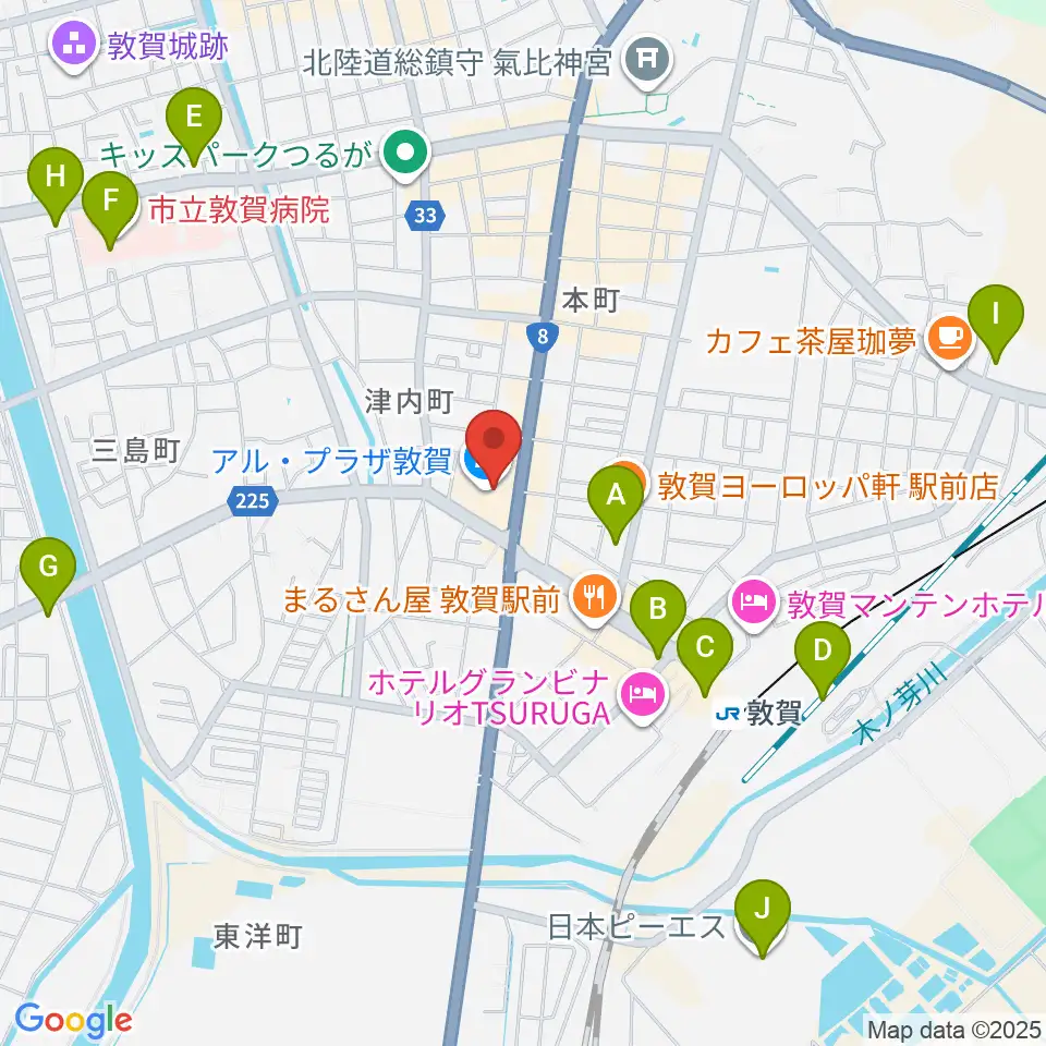 敦賀アレックスシネマ周辺のコンビニエンスストア一覧地図