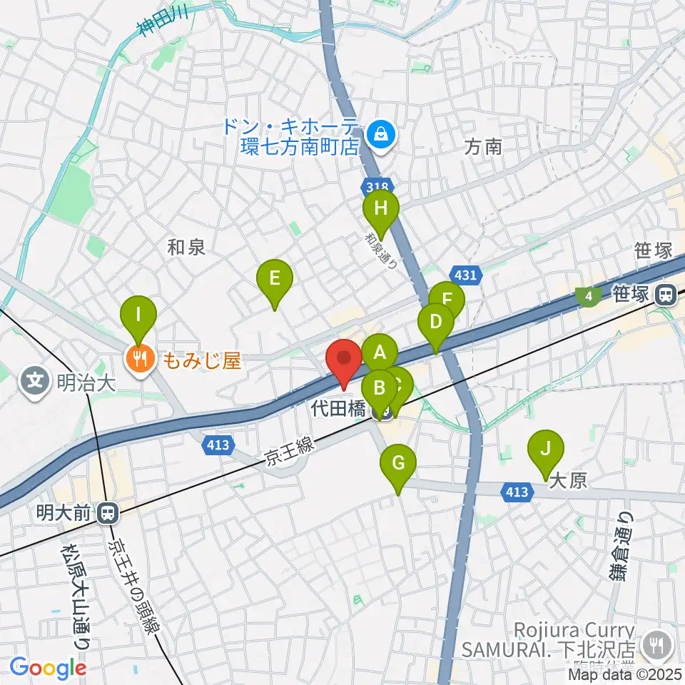 代田橋CHUBBY周辺のコンビニエンスストア一覧地図