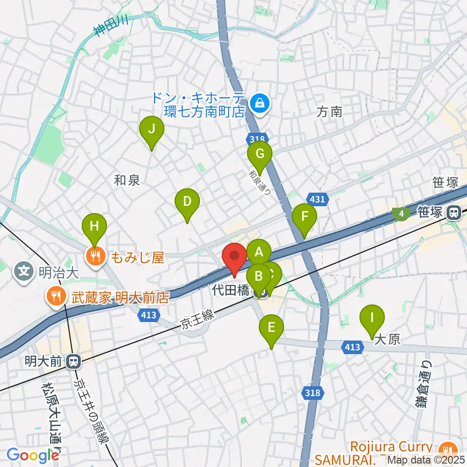 代田橋CHUBBY周辺のコンビニエンスストア一覧地図