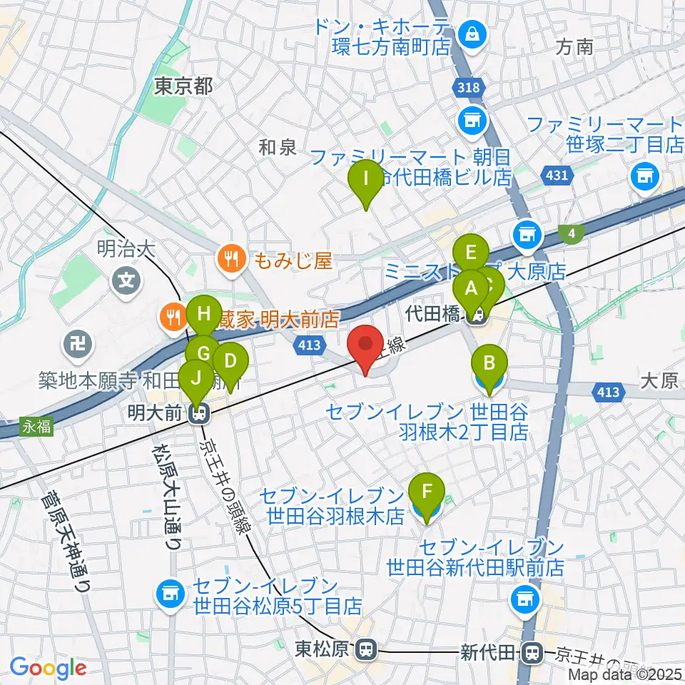 スタジオ・イヴ Stringraphy周辺のコンビニエンスストア一覧地図