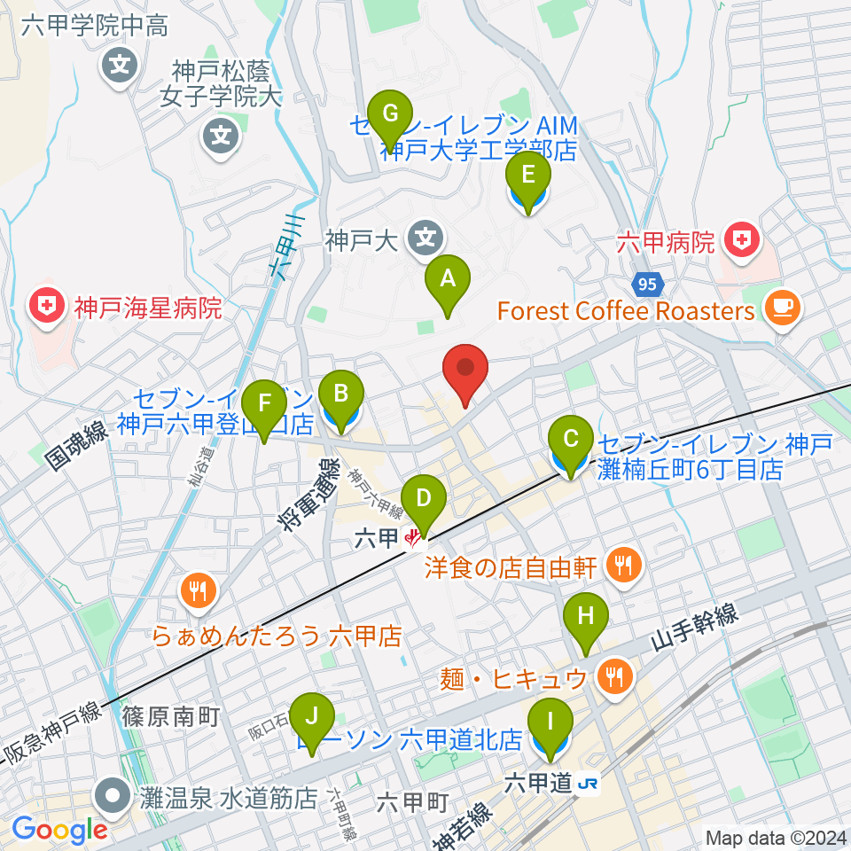 里夢 SATOM周辺のコンビニエンスストア一覧地図