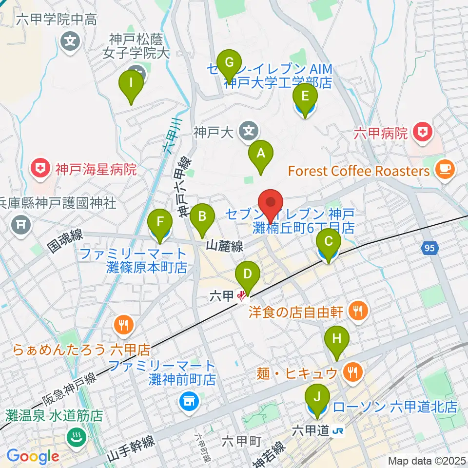 里夢 SATOM周辺のコンビニエンスストア一覧地図