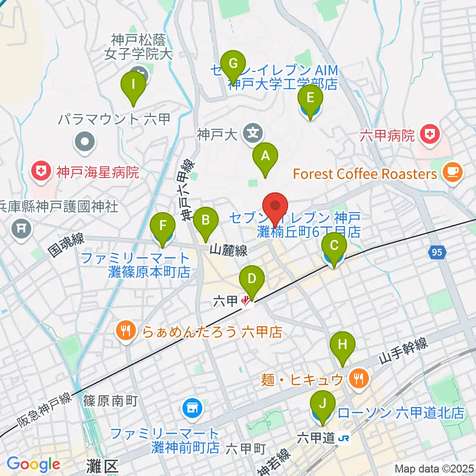 里夢 SATOM周辺のコンビニエンスストア一覧地図