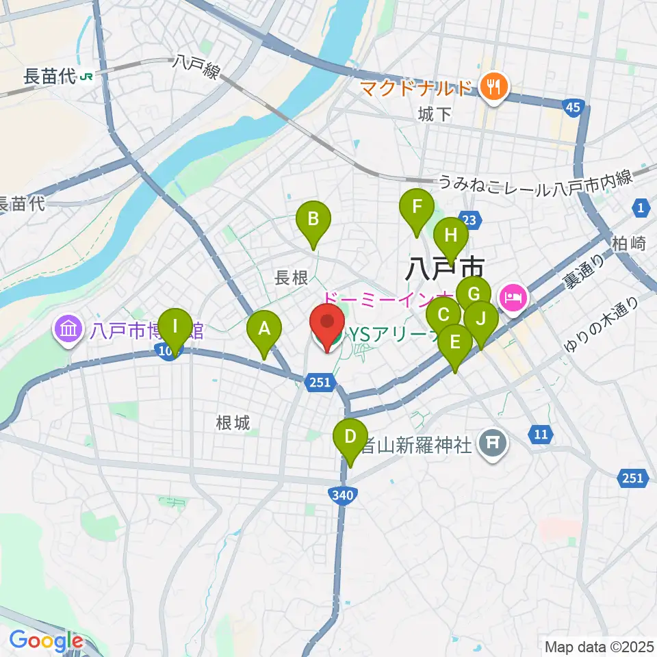 YSアリーナ八戸周辺のコンビニエンスストア一覧地図