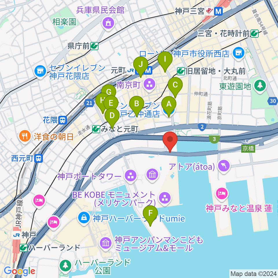 フィッシュダンス音楽練習場周辺のコンビニエンスストア一覧地図