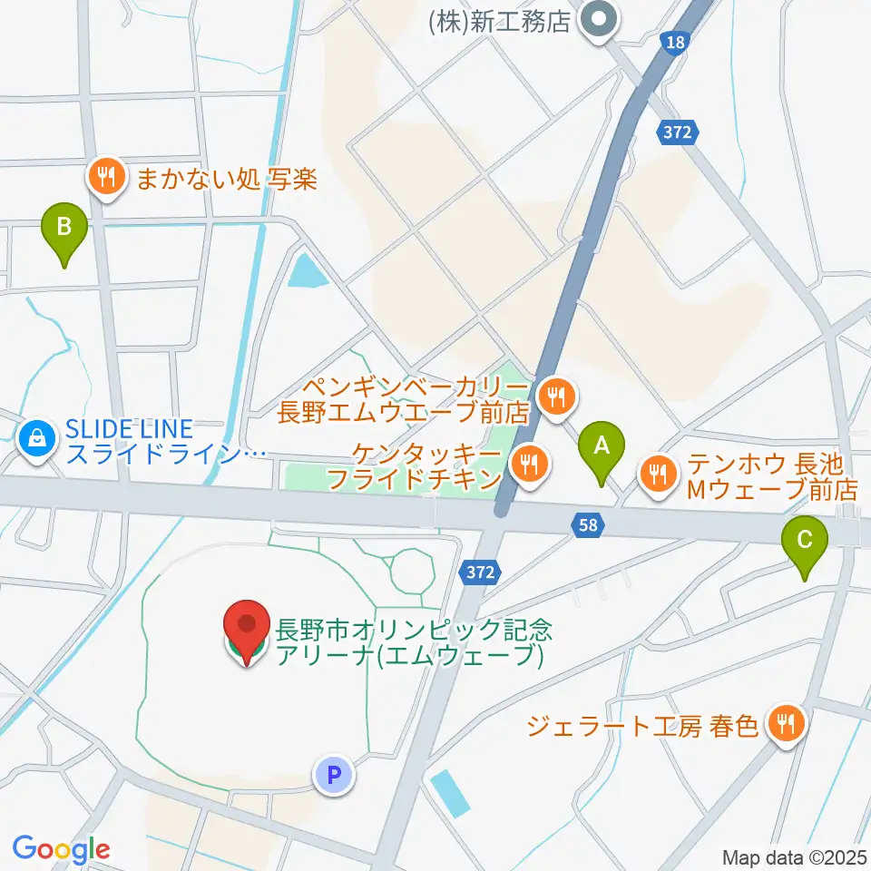 エムウェーブ周辺のコンビニエンスストア一覧地図
