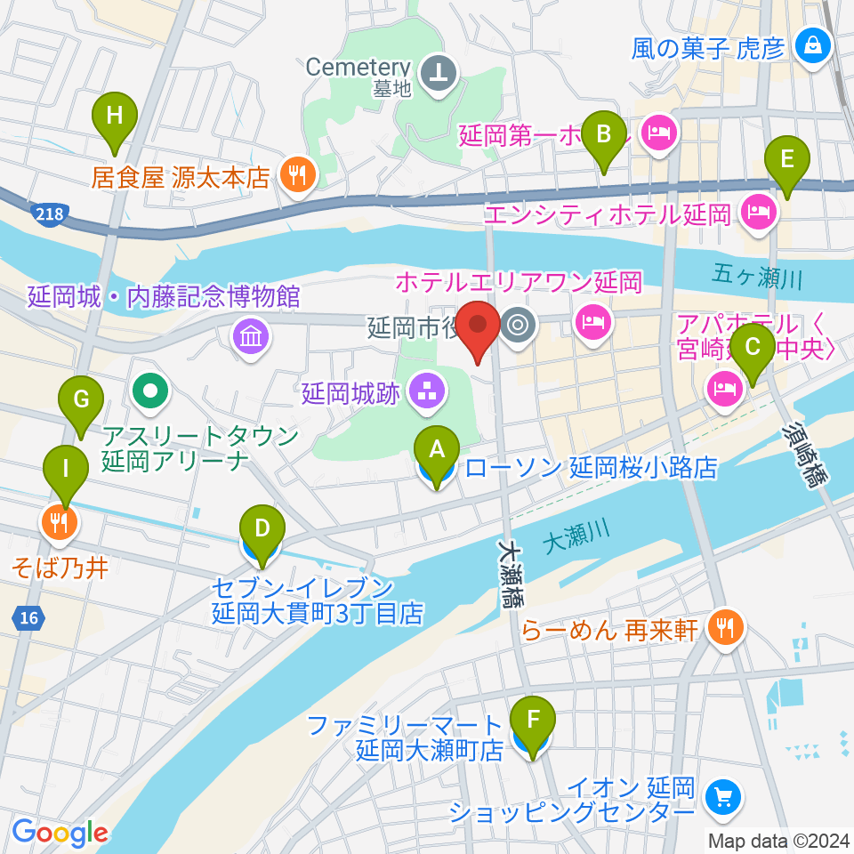 野口遵記念館周辺のコンビニエンスストア一覧地図