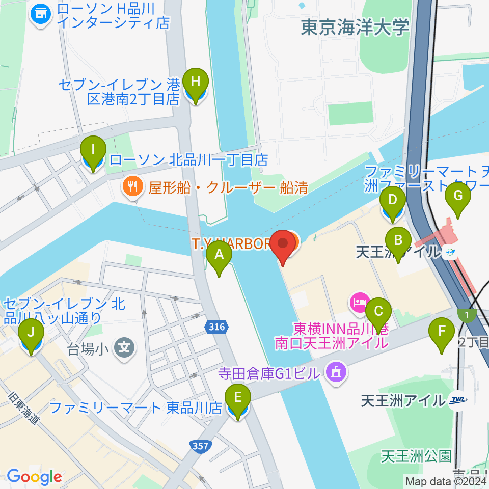 寺田倉庫B&C HALL周辺のコンビニエンスストア一覧地図