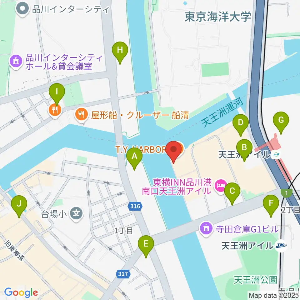 寺田倉庫B&C HALL周辺のコンビニエンスストア一覧地図