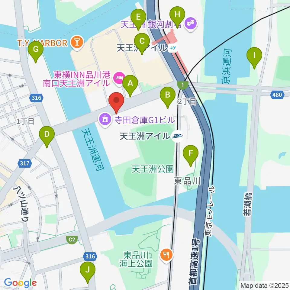 寺田倉庫G3-6F周辺のコンビニエンスストア一覧地図
