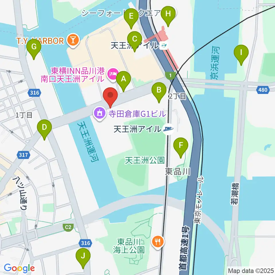寺田倉庫G3-6F周辺のコンビニエンスストア一覧地図