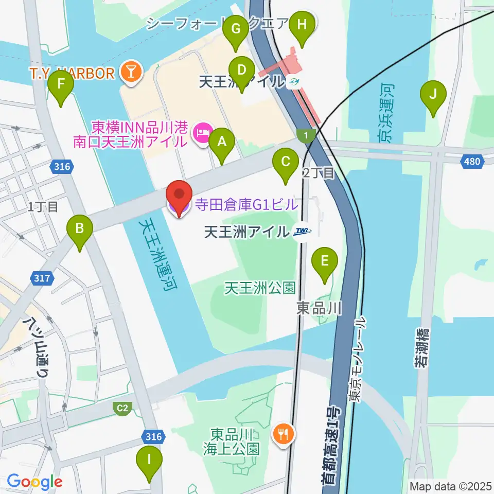 寺田倉庫G1-5F周辺のコンビニエンスストア一覧地図