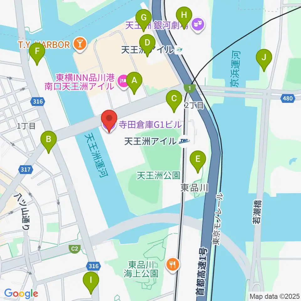 寺田倉庫G1-5F周辺のコンビニエンスストア一覧地図