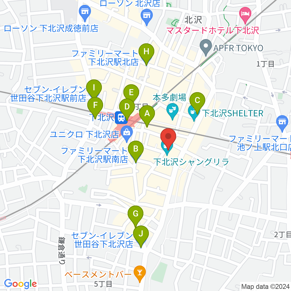 セカンドストリート楽器館下北沢店周辺のコンビニエンスストア一覧地図