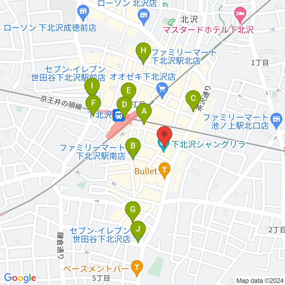 セカンドストリート楽器館下北沢店周辺のコンビニエンスストア一覧地図