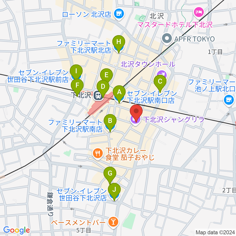 セカンドストリート楽器館下北沢店周辺のコンビニエンスストア一覧地図