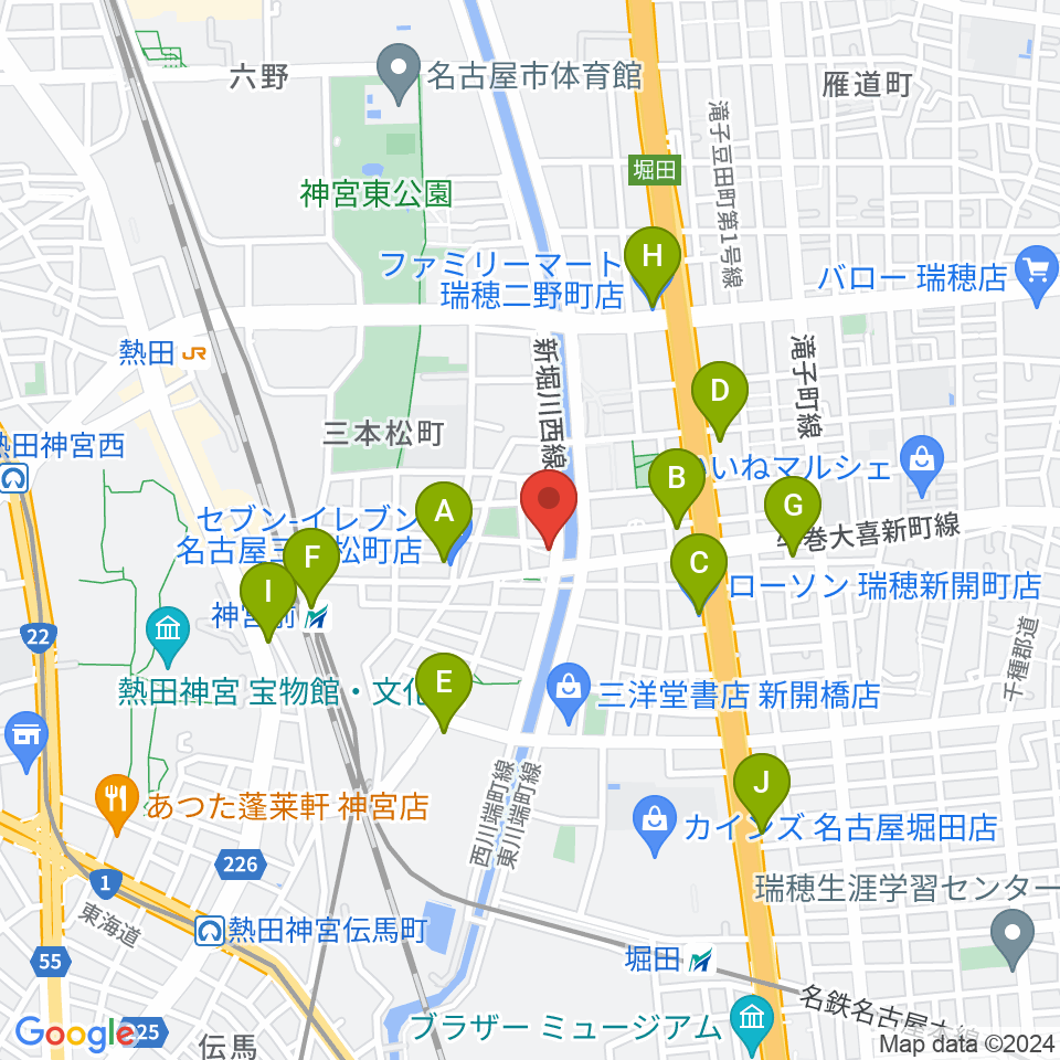 神宮前レコーディングスタジオ周辺のコンビニエンスストア一覧地図